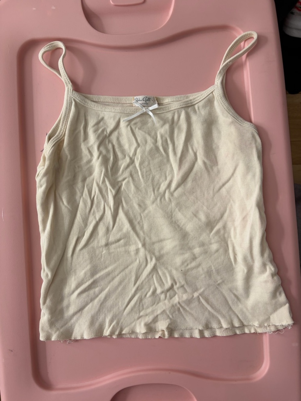 Brandy Melville Cream Ribbed Spaghetti Strap Cami